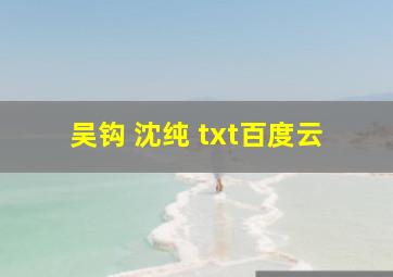 吴钩 沈纯 txt百度云